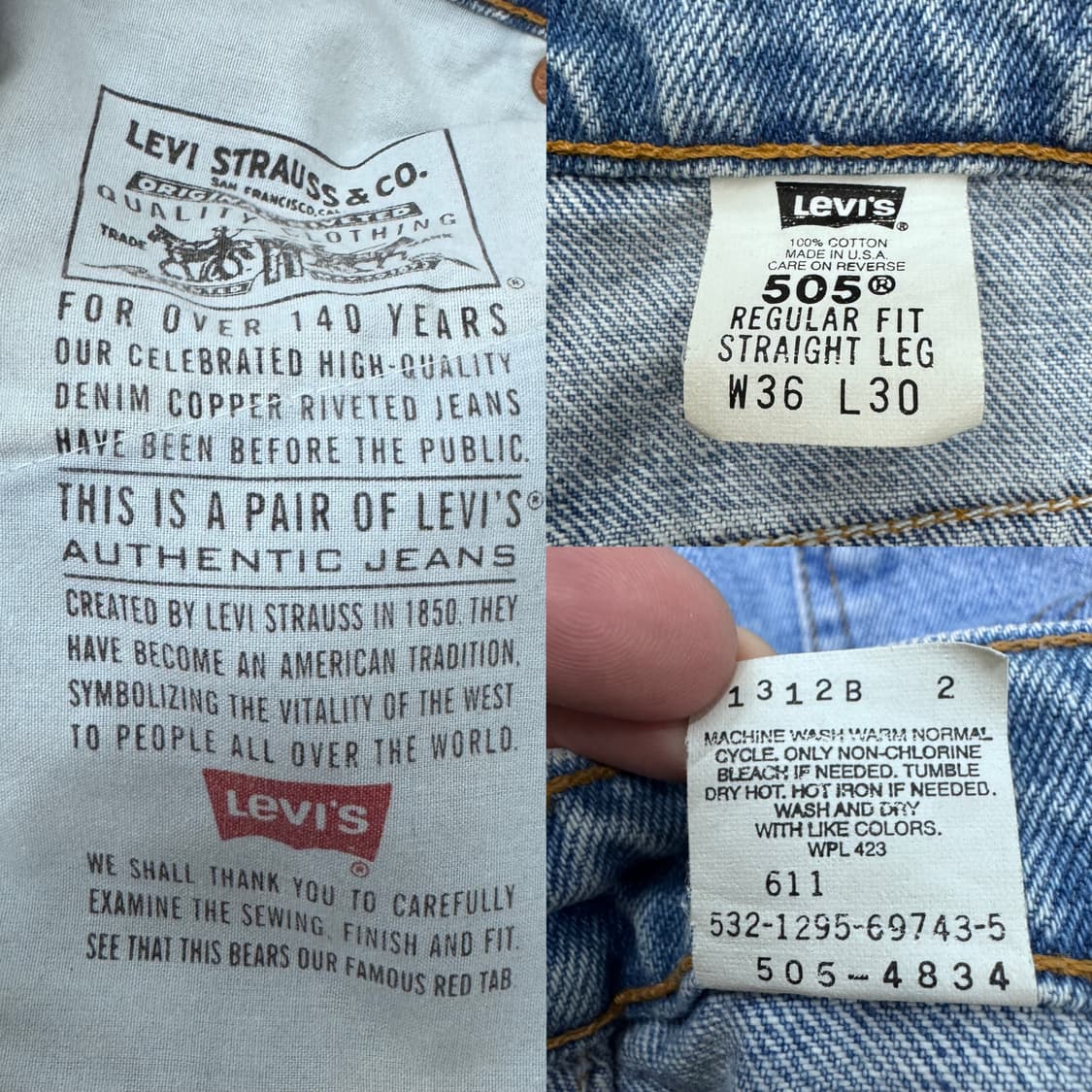 리바이스 90s 505 워싱 데님팬츠 상품이미지9
