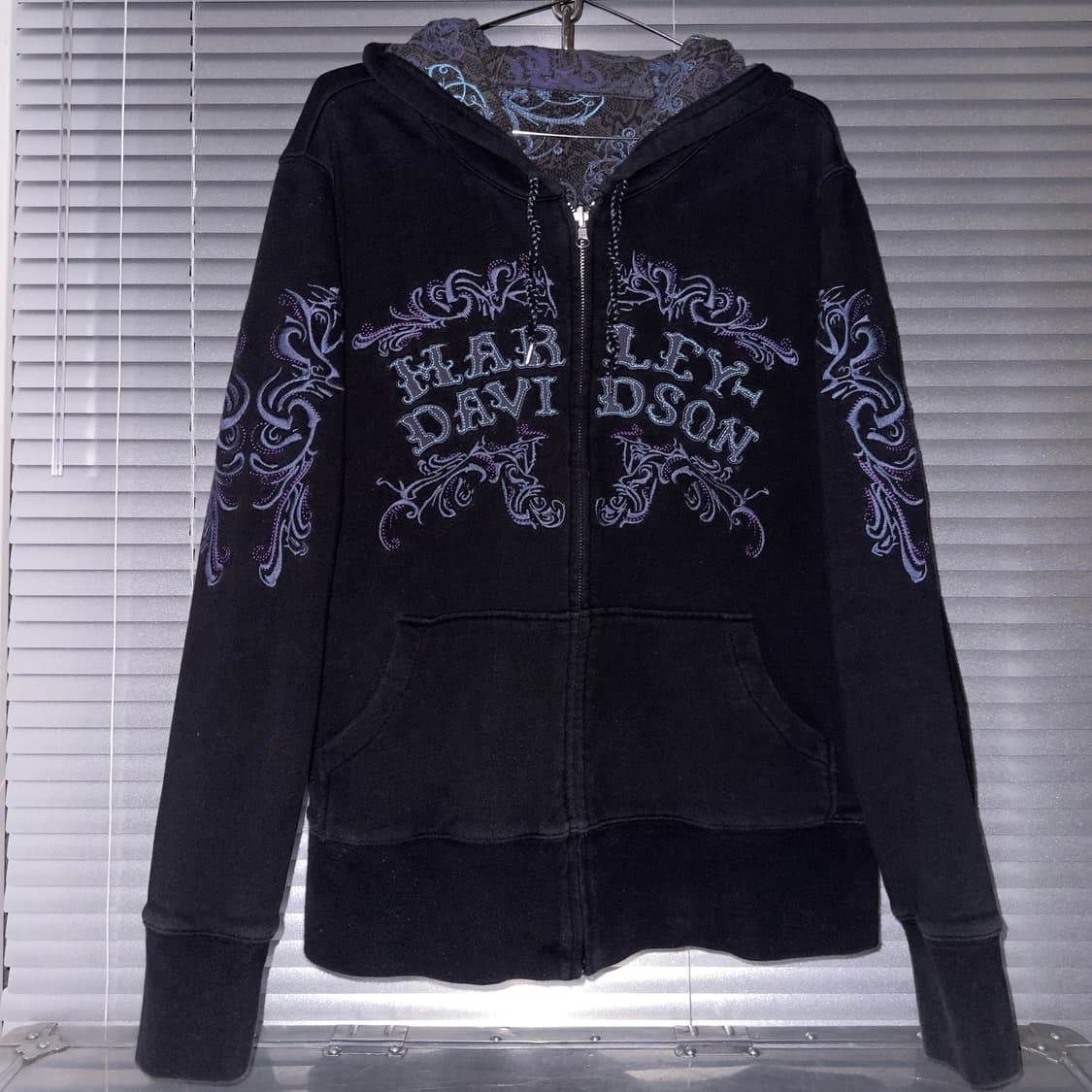 2011 투웨이 리버시블 할리데이비슨 해골 나비 후드 집업 상품이미지2