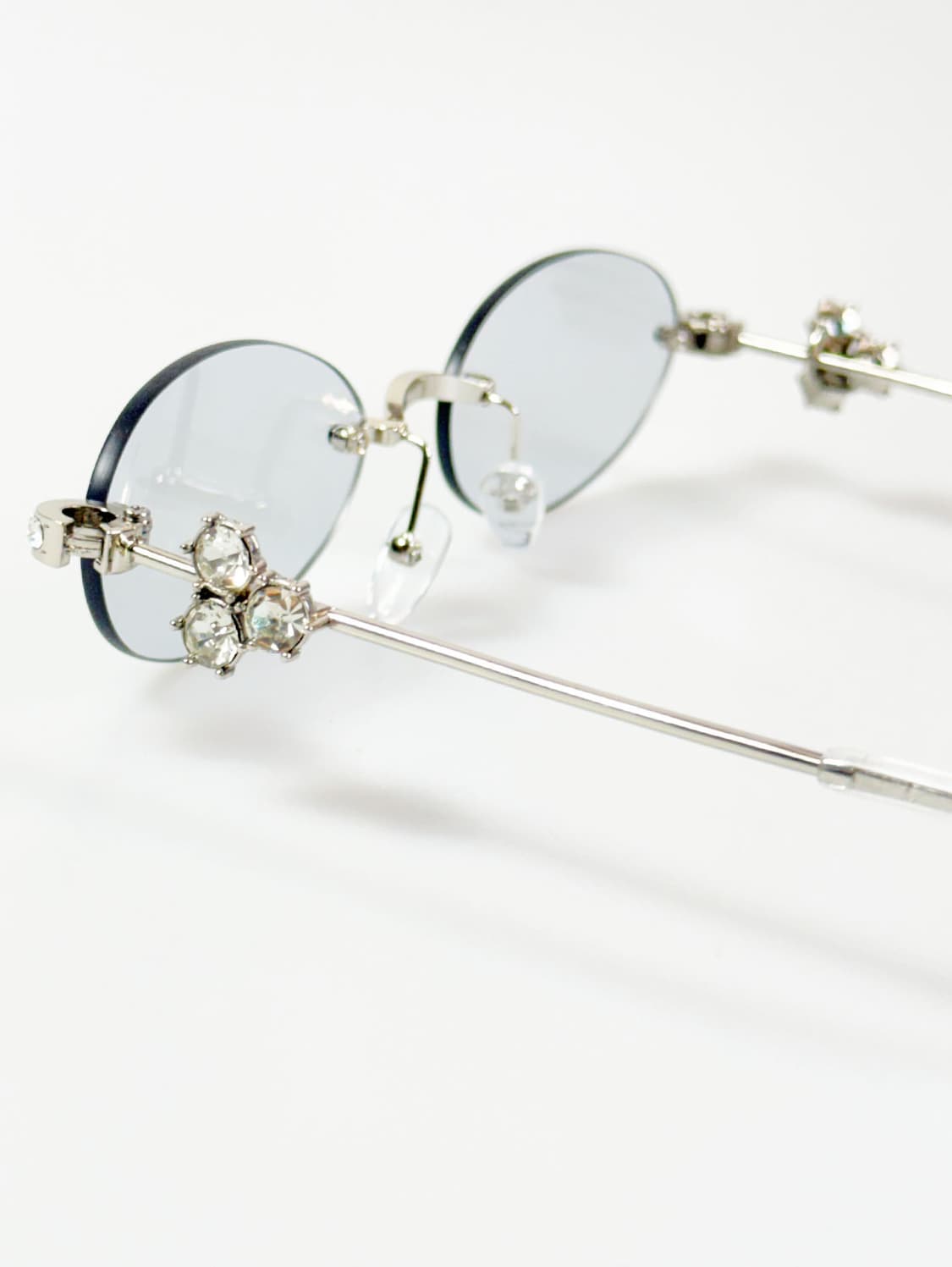 크리스탈 템플 디테일 무테 오벌 메탈 빈티지 선글라스 상품이미지4