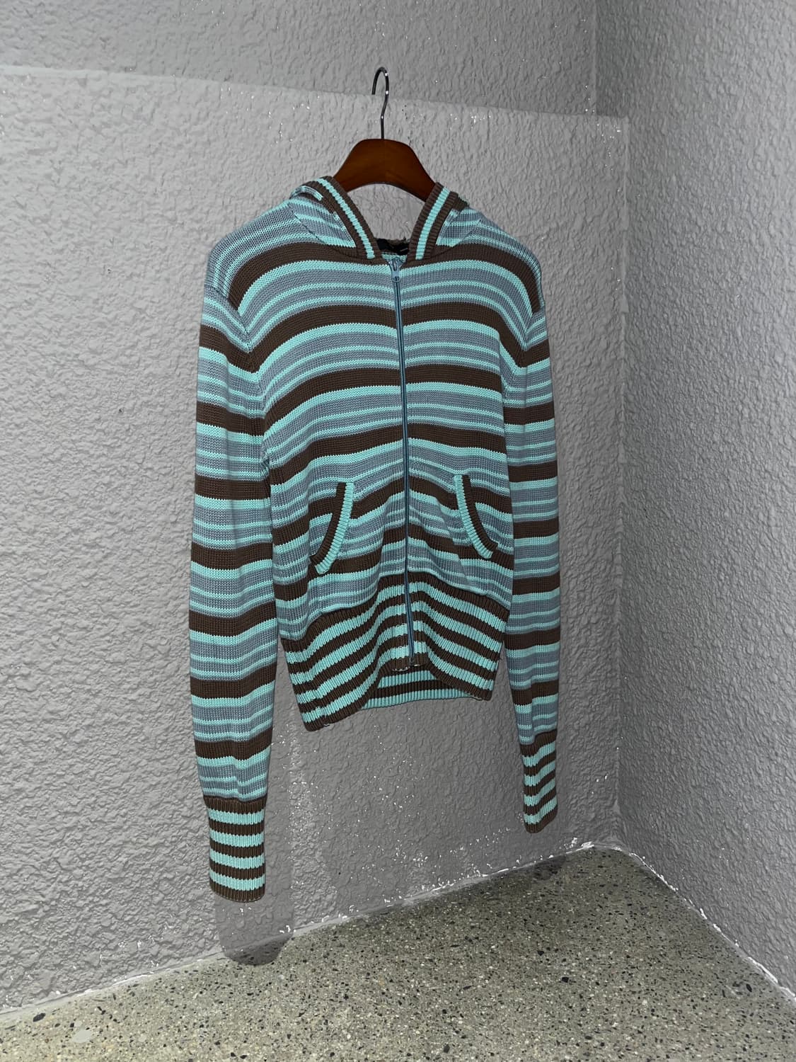 빈티지 스트라이프 니트 후드집업 상품이미지4