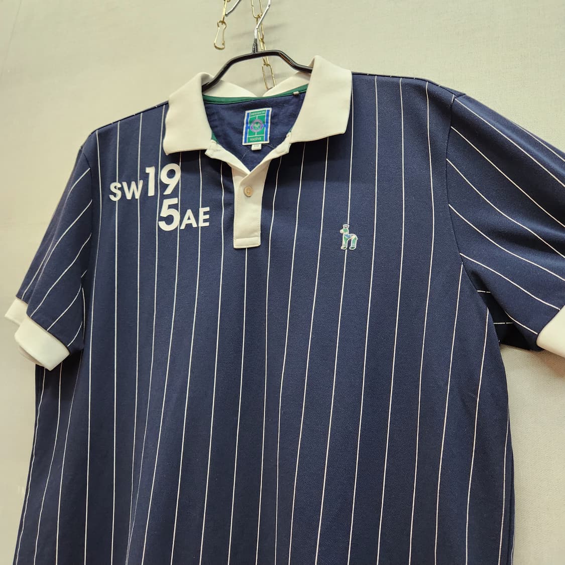 헤지스x윔블던 로고자수 스트라이프 반팔카라 110(XL) 상품이미지4