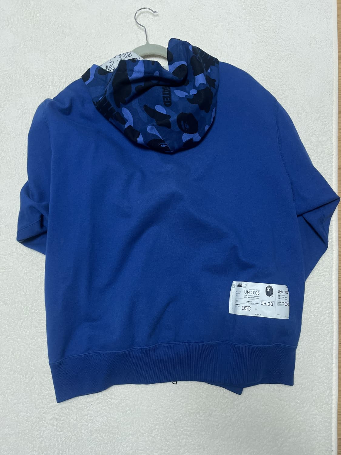 베이프xundeafeted 콜라보 블루 카모 후드집업 L 상품이미지2