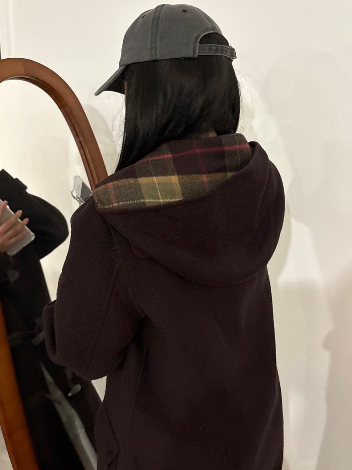 게스 진브라운 체크안감 떡볶이 코트 상품이미지2