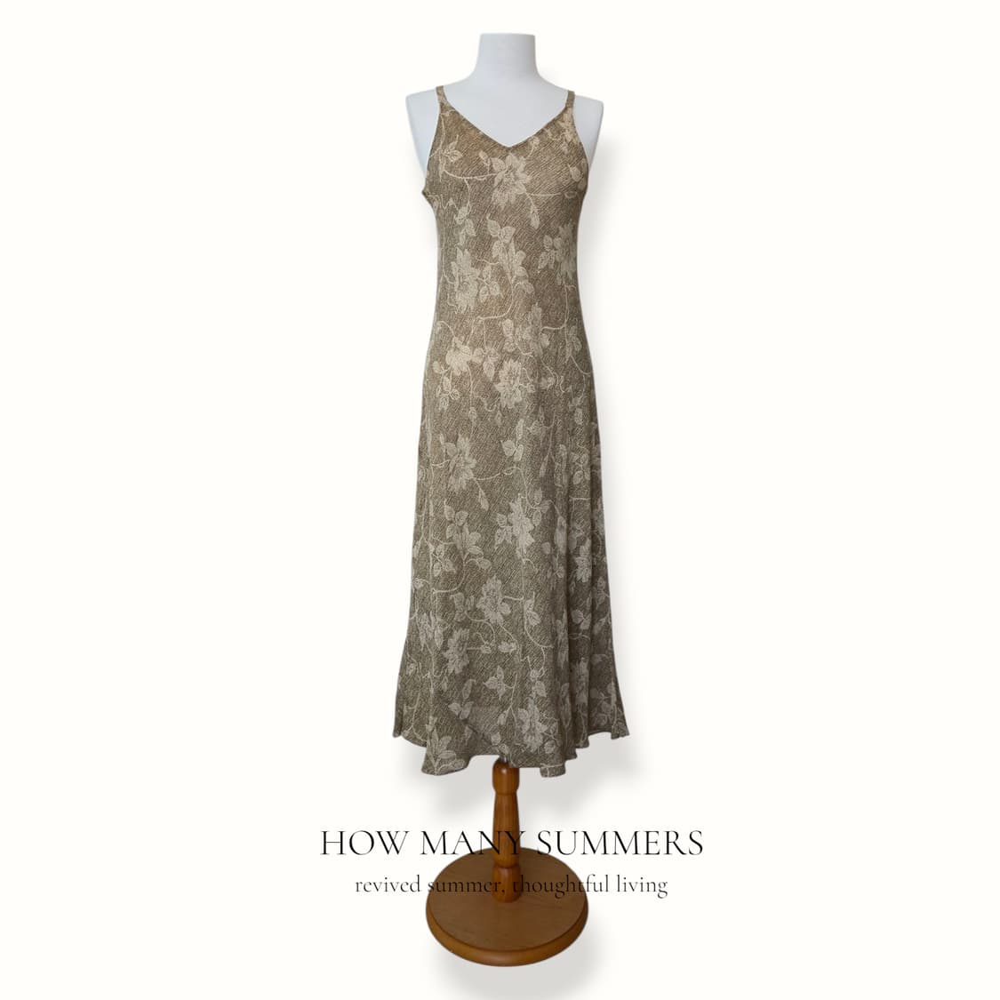 트리아세테이트 슬립 롱 원피스 브라운 플라워 상품이미지1