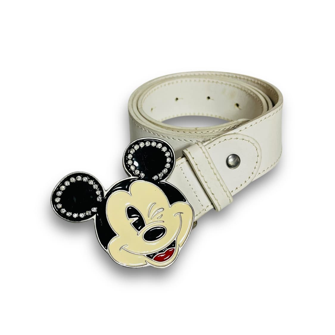 미키 마우스 윙크 화이트 레더 빈티지 벨트 상품이미지2