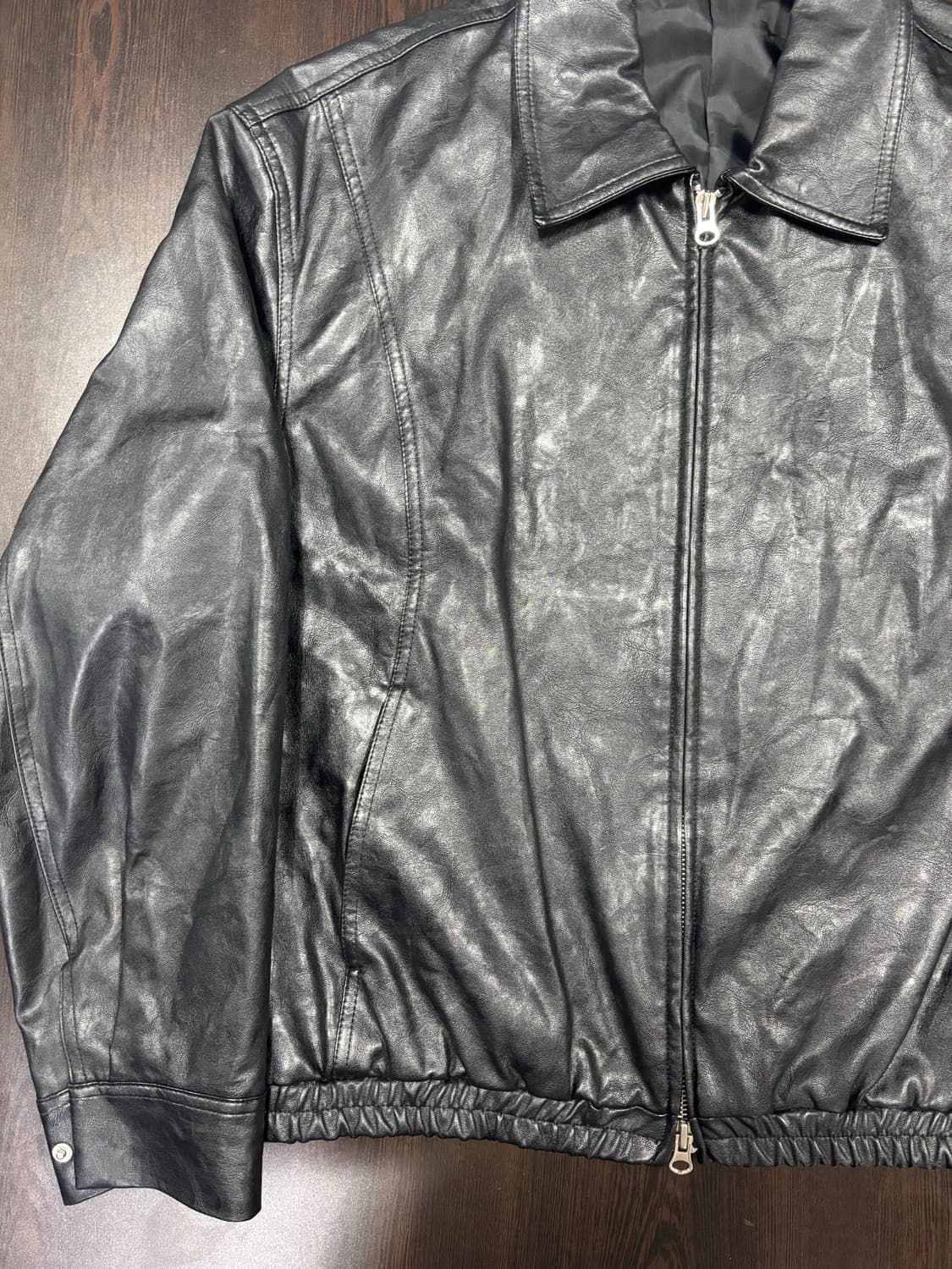 빈티지 블랙 레더 자켓 상품이미지3