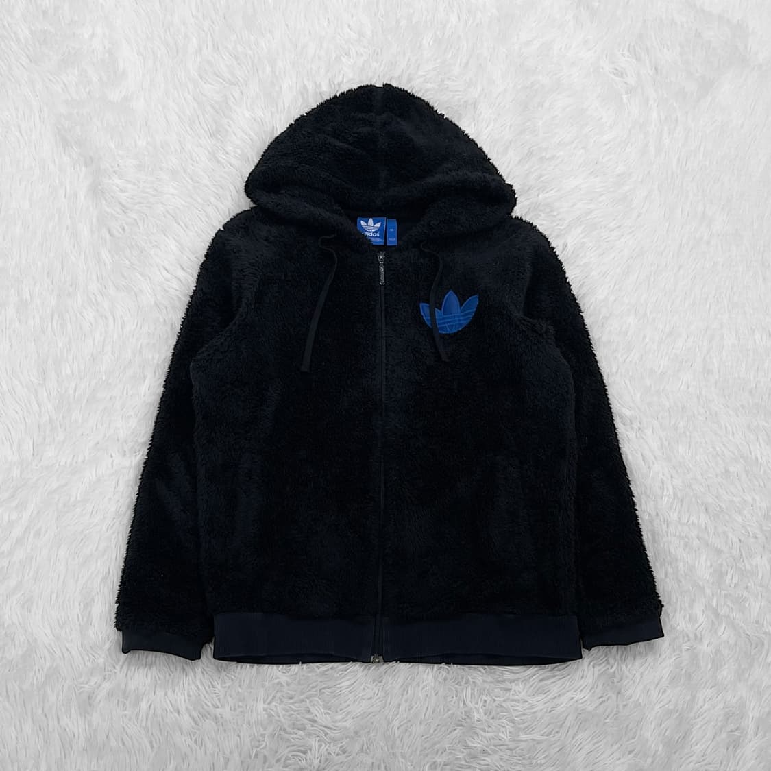 아디다스 빅 로고 후리스 후드집업 블랙 상품이미지2