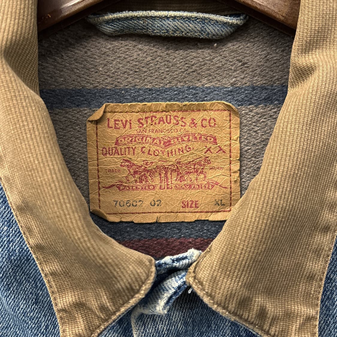 90s 리바이스 타입3 빈티지워싱 블랭킷 라이닝 데님 트러커자켓 N615 상품이미지6