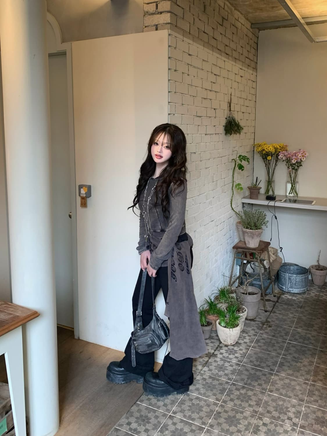 오도어 크롭후드 스카프포함 상품이미지1