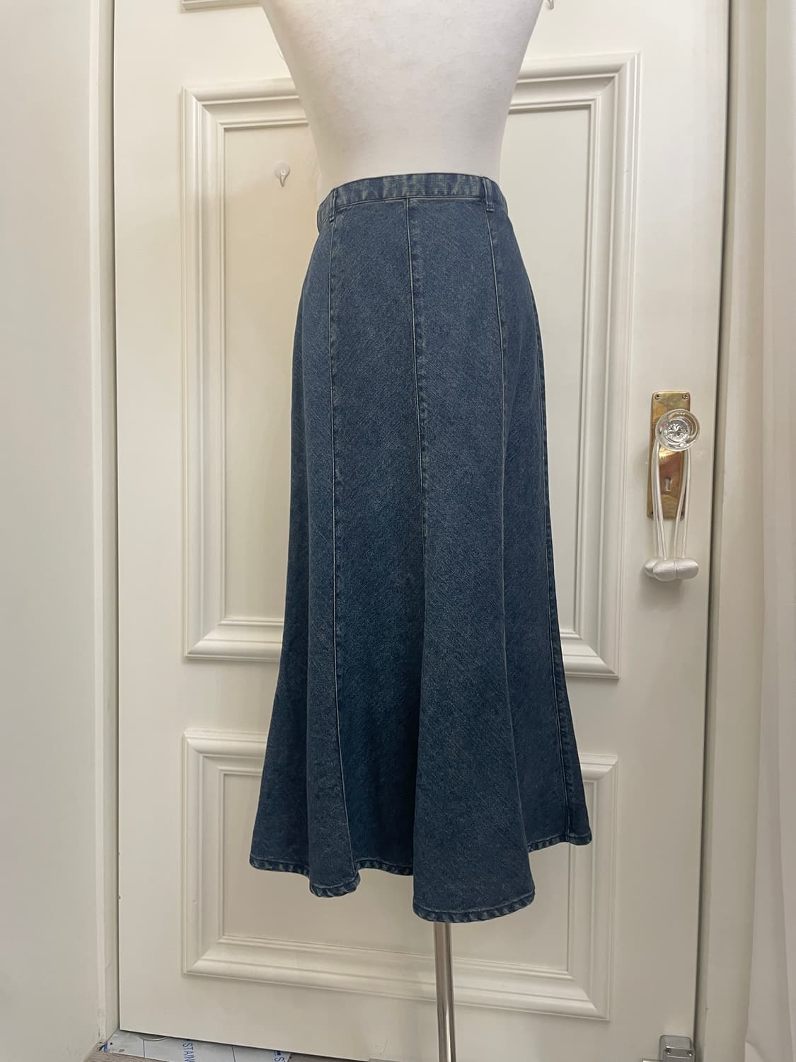 blue denim flare long skirt 상품이미지4