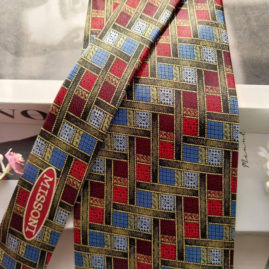 미쏘니 실크 지오메트릭 패턴 넥타이 9.5cm 새제품 K1533 상품이미지2