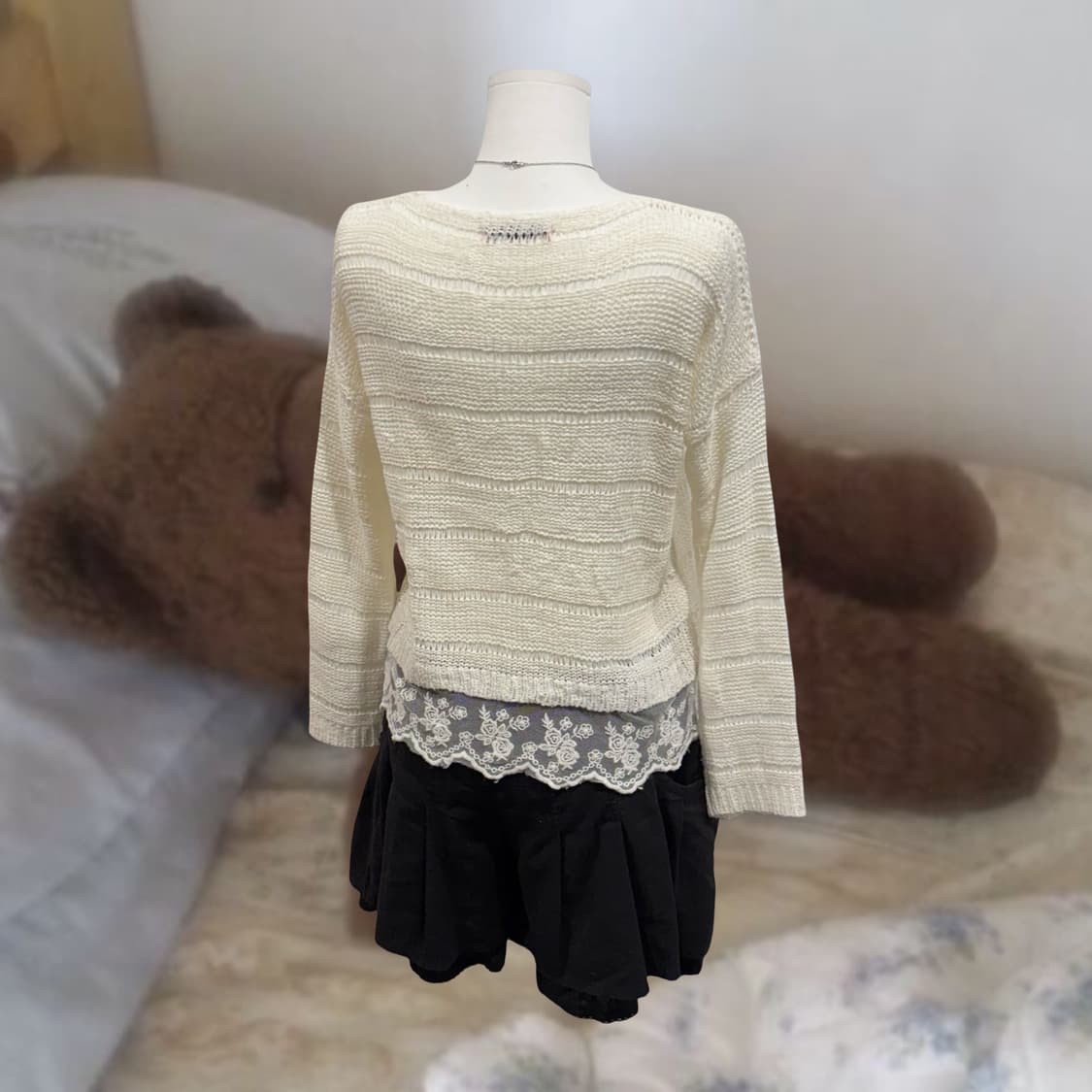 빈티지 아이보리 레이스 포인트 니트 상품이미지2