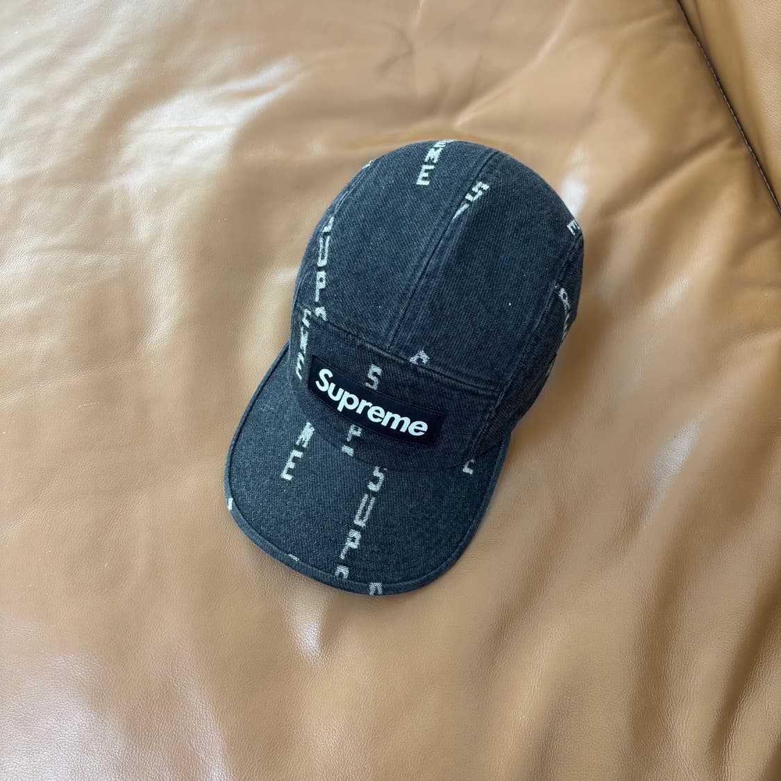 슈프림 캠프캡 모자 박스로고 데님 블랙 상품이미지5