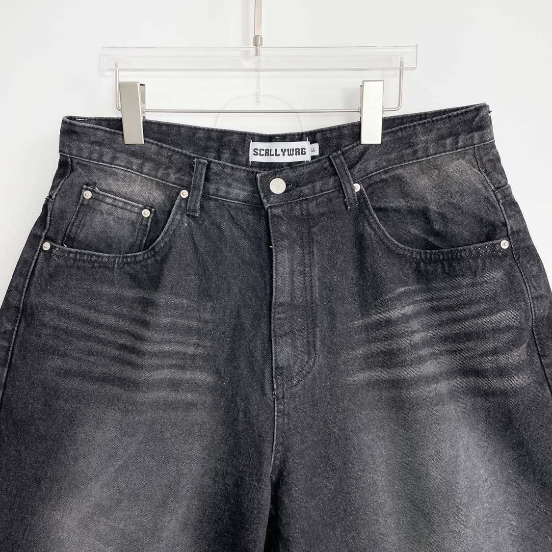 A1 스켈리웩 오버핏 버뮤다 블랙 데님 팬츠 LL사이즈 상품이미지2