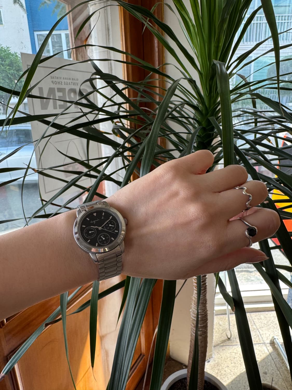 아네스베 agnes b.멀티펑션 블랙 다이얼 메탈 시계 상품이미지5