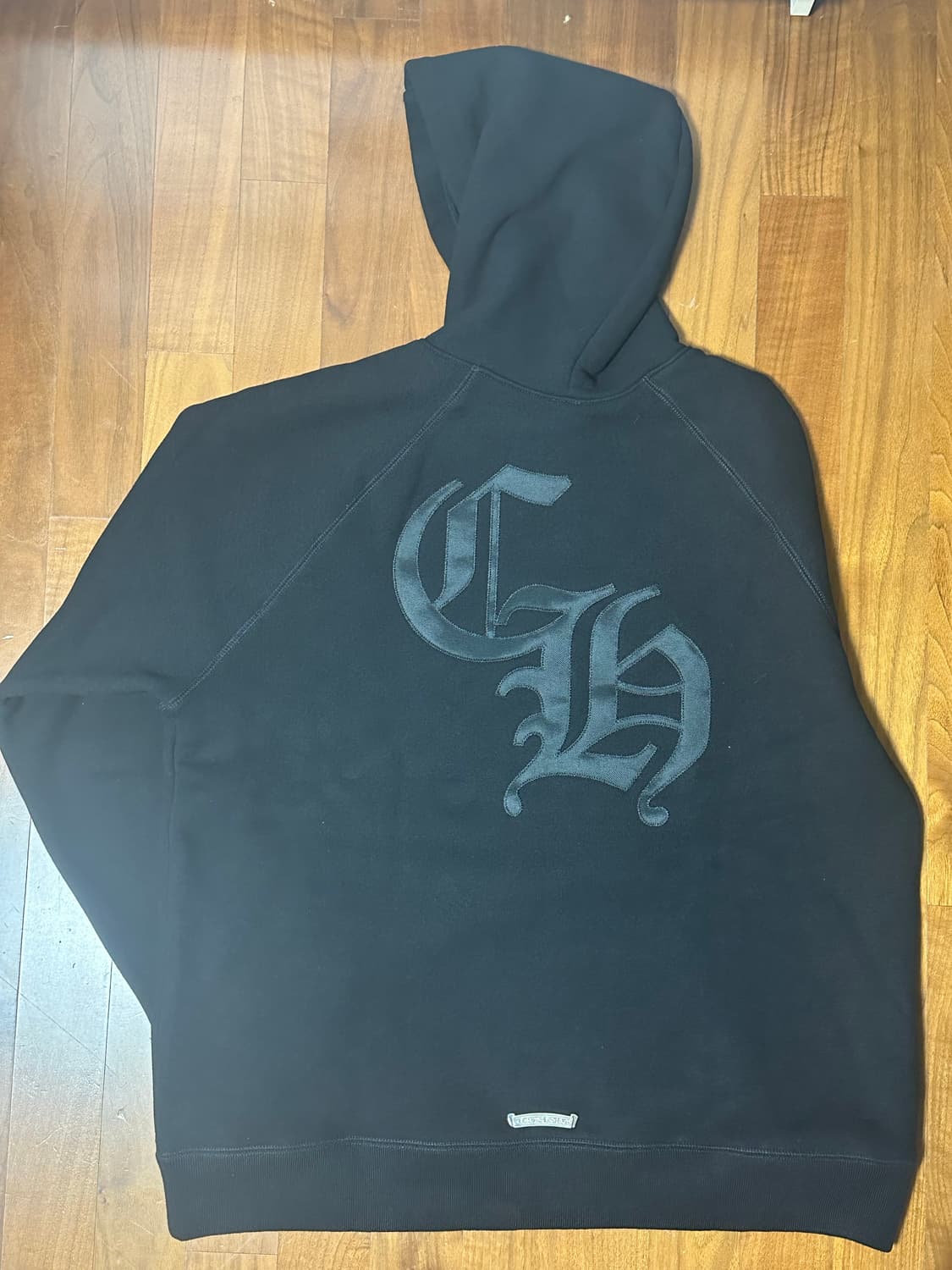 크롬하츠 나일론 세메터리 트리플 크로스 패치 CH 백 로고 후드 블랙 상품이미지3