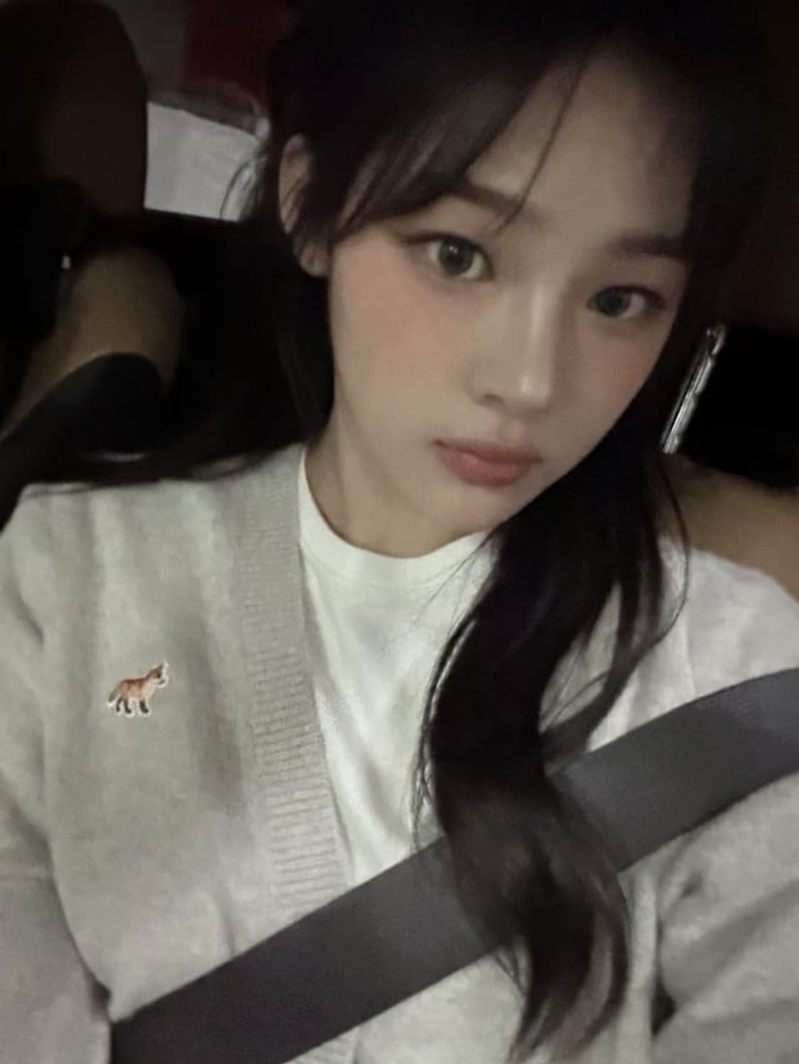 (새상품) 뉴진스 민지 메종키츠네 베이비 폭스 패치 가디건 상품이미지1