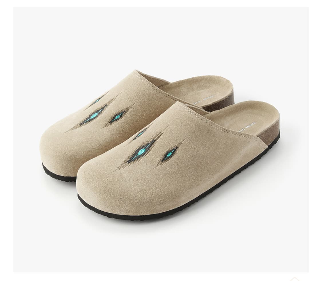 새상품(270) 로맨틱무브 아콘 자수 스웨이드 슬라이드 아이보리 상품이미지4