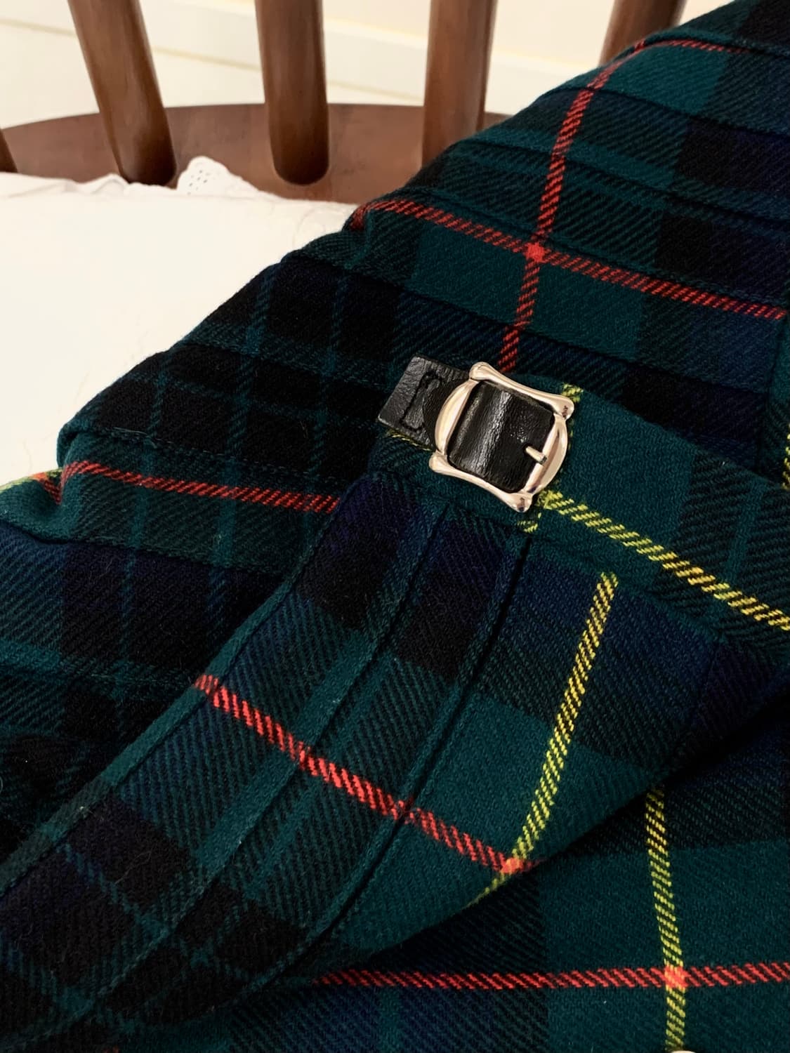 스코틀랜드 퓨어 뉴 울 100 타탄 킬트 딥그린 스커트 상품이미지6
