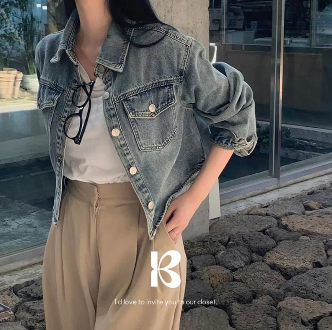 베이델리 크롭 청자켓 상품이미지2