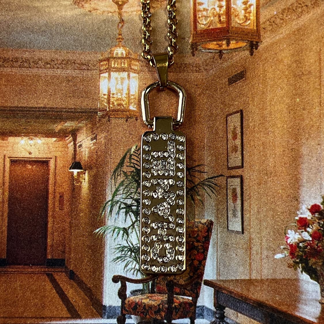 샤넬 CHANEL 큐빅 태그 골드 목걸이 상품이미지1