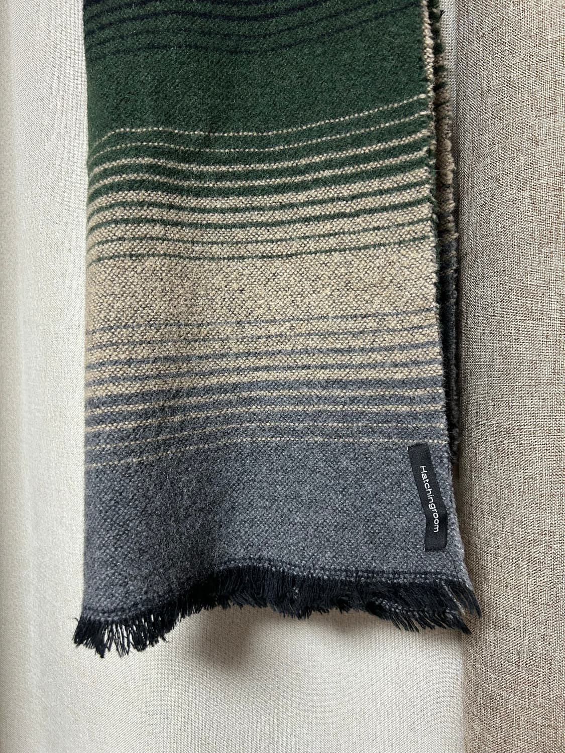 해칭룸 스트라이프 울 머플러 그린 상품이미지3