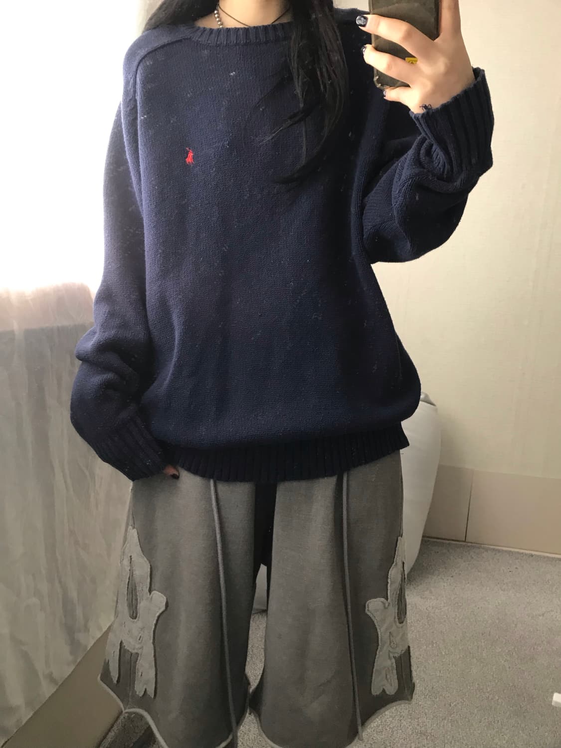 폴로 네이비 오버핏 니트 상품이미지5