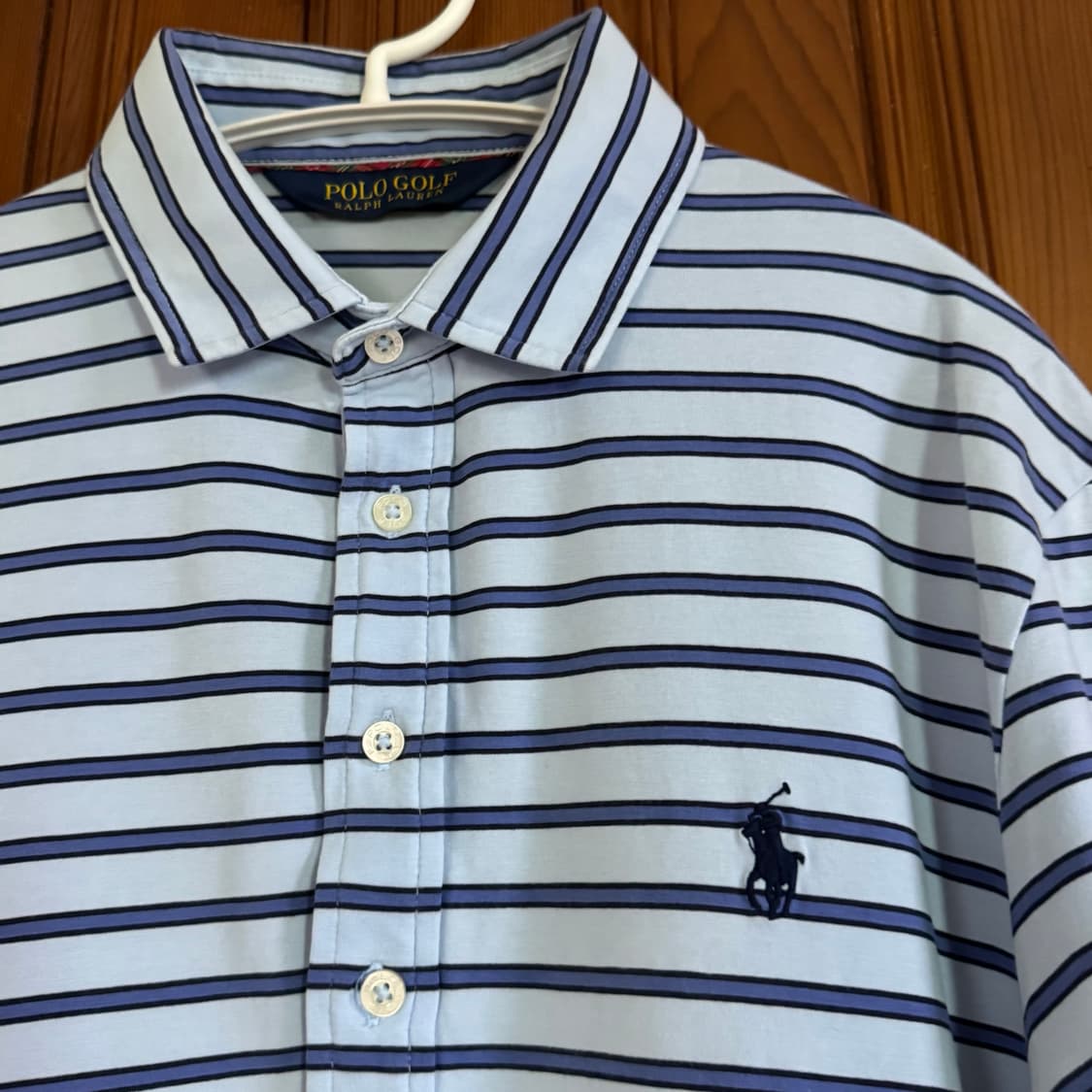 폴로 골프(POLO GOLF) 하늘색 단가라 남성 반팔 셔츠 상품이미지2