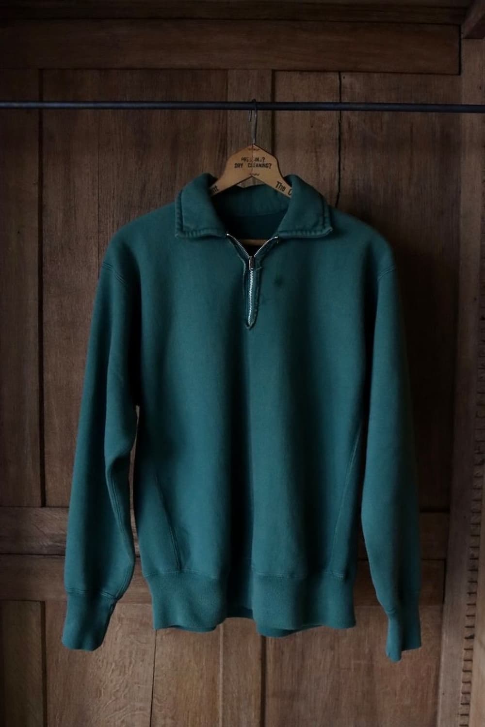 [2]아프레쎄 빈티지 그린 하프 집 스웻 셔츠 상품이미지2