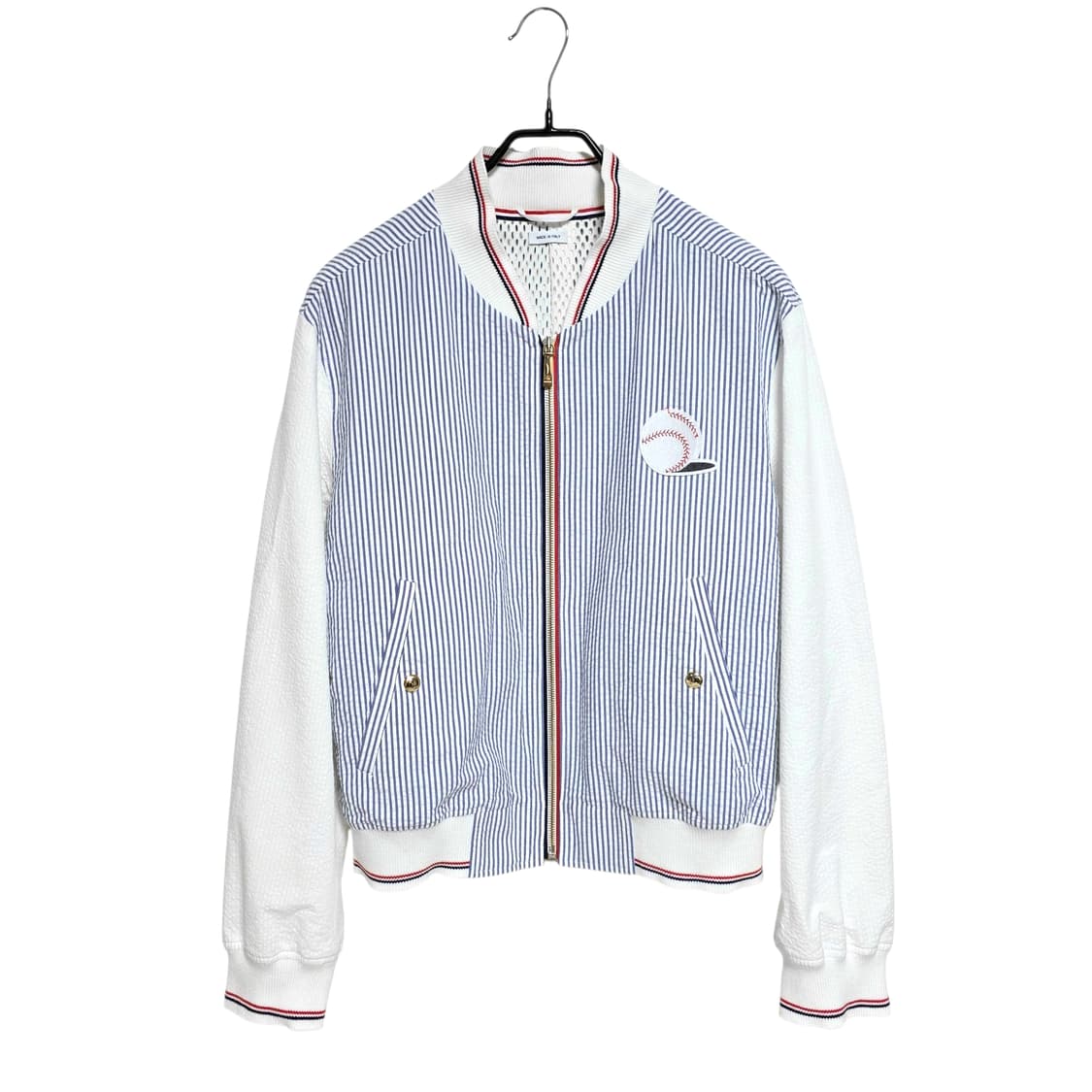 톰브라운 베이스볼 자수 시어서커 블루종 자켓 상품이미지1