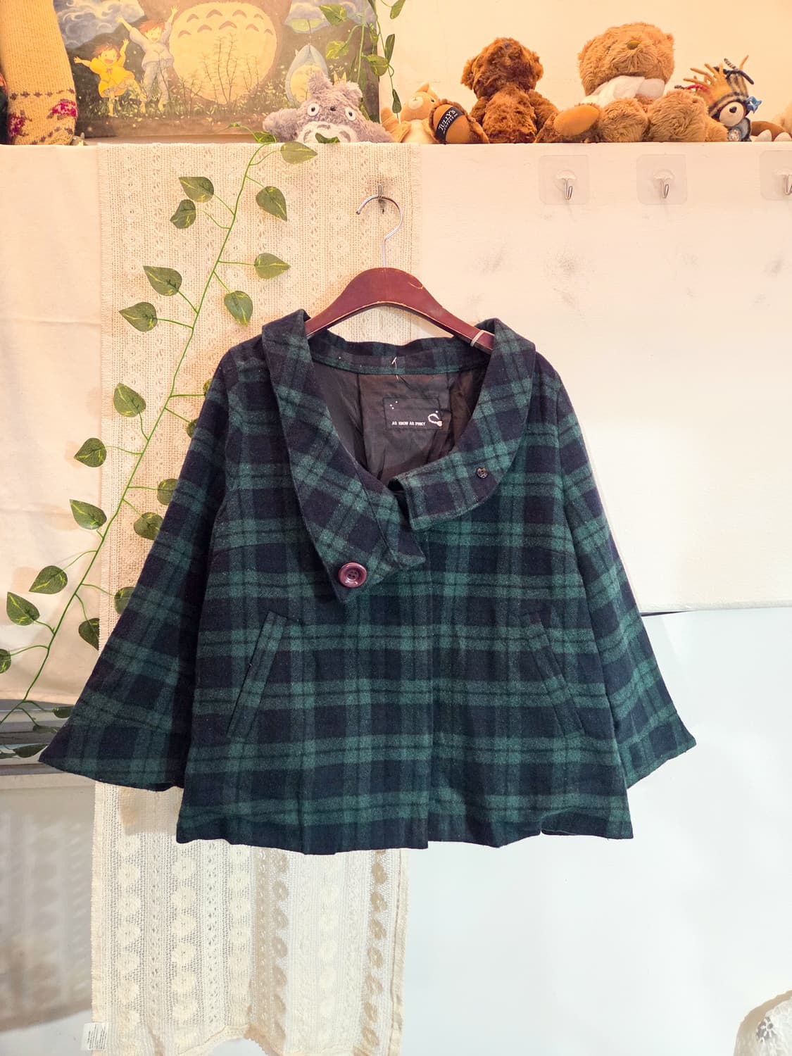 체크 케이프 핏 코트 상품이미지1