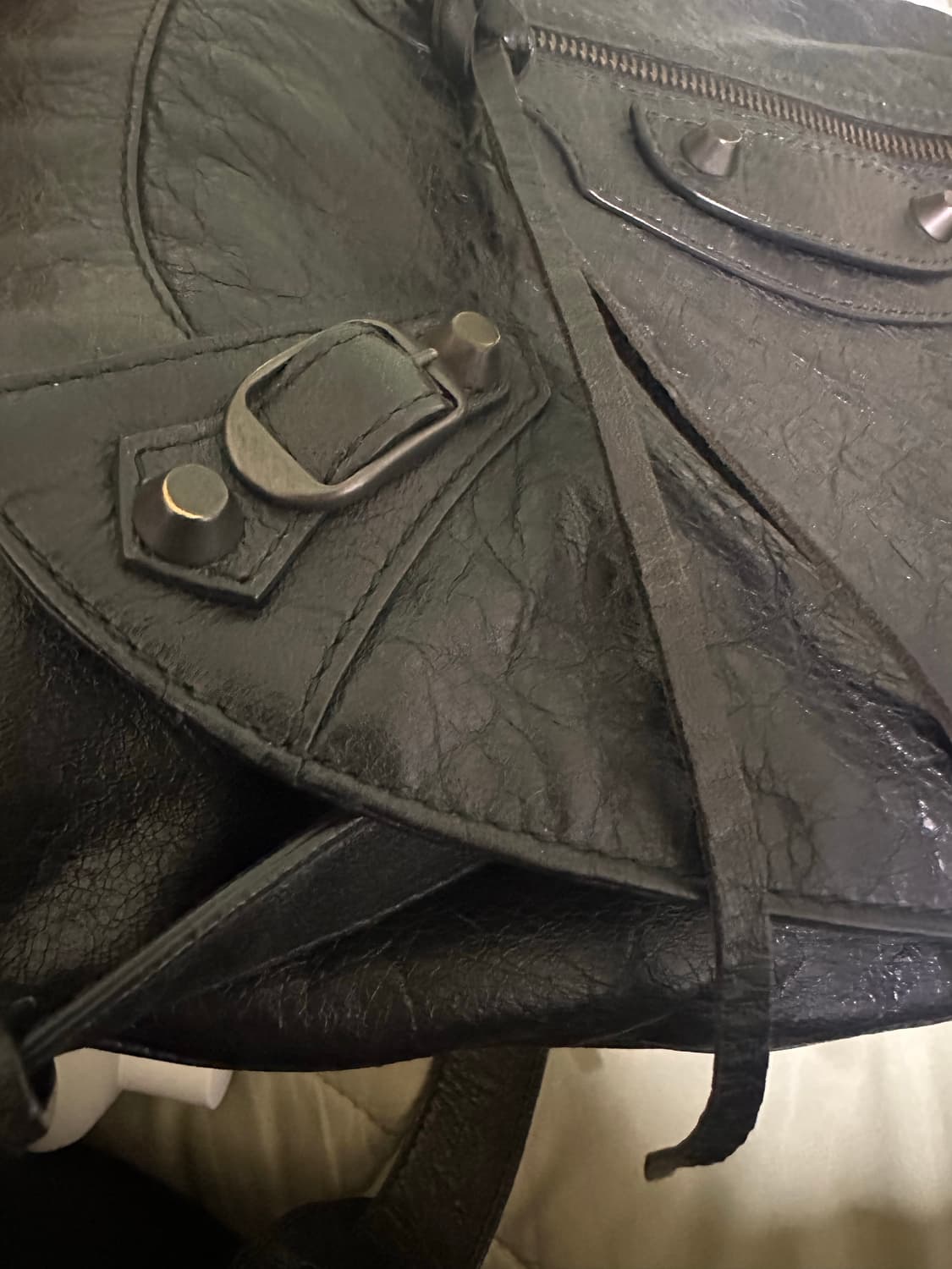 (A) 보증서 O 발렌시아가 네오 포크 크로스백 블랙 모터 모터백 상품이미지7