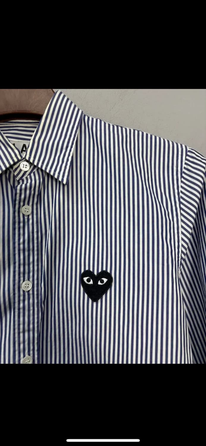 꼼데가르송 스트라이프 블랙하트 와펜 셔츠 H1641 상품이미지3