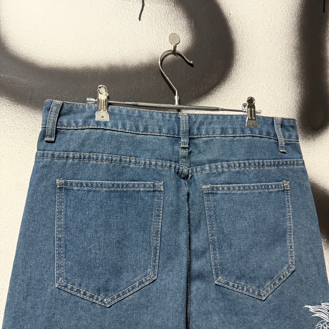 VTG 빈티지 카라쿠리맛 오리엔탈 용 자수 디테일 데님 와이드 팬츠 상품이미지7