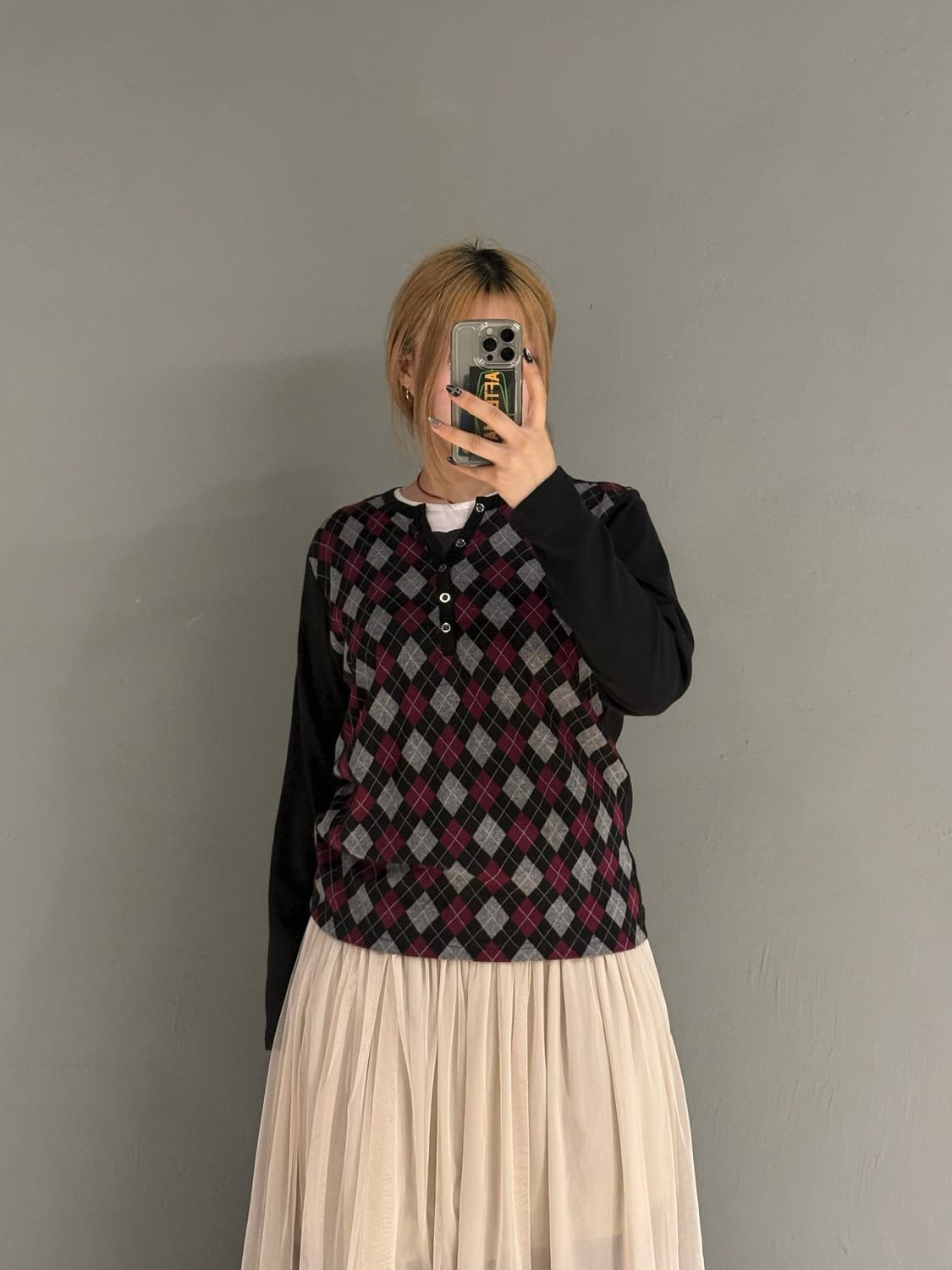 Argyle pattern layered long sleeve 상품이미지2