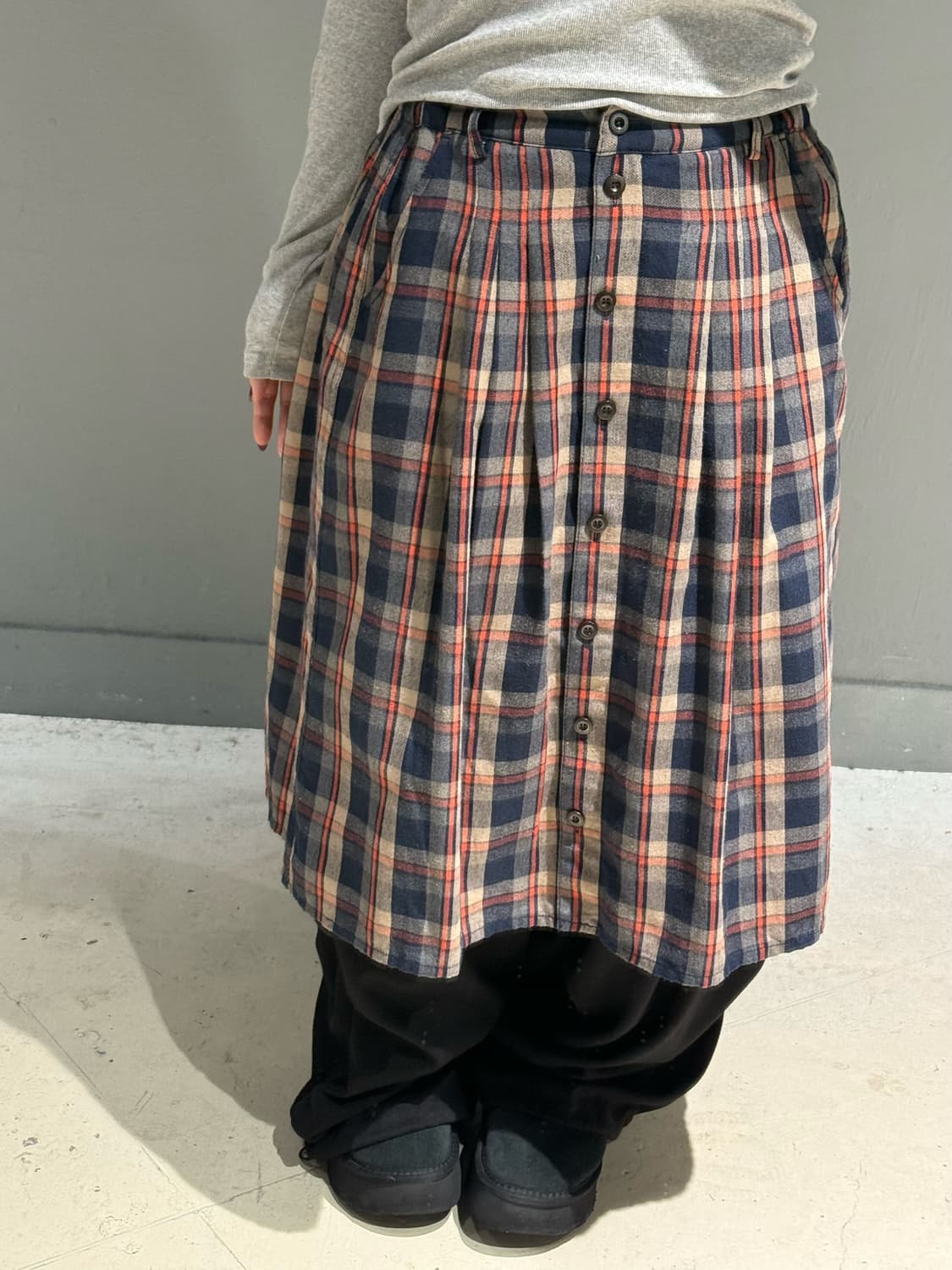 check pattern button-up detail skirt 상품이미지2