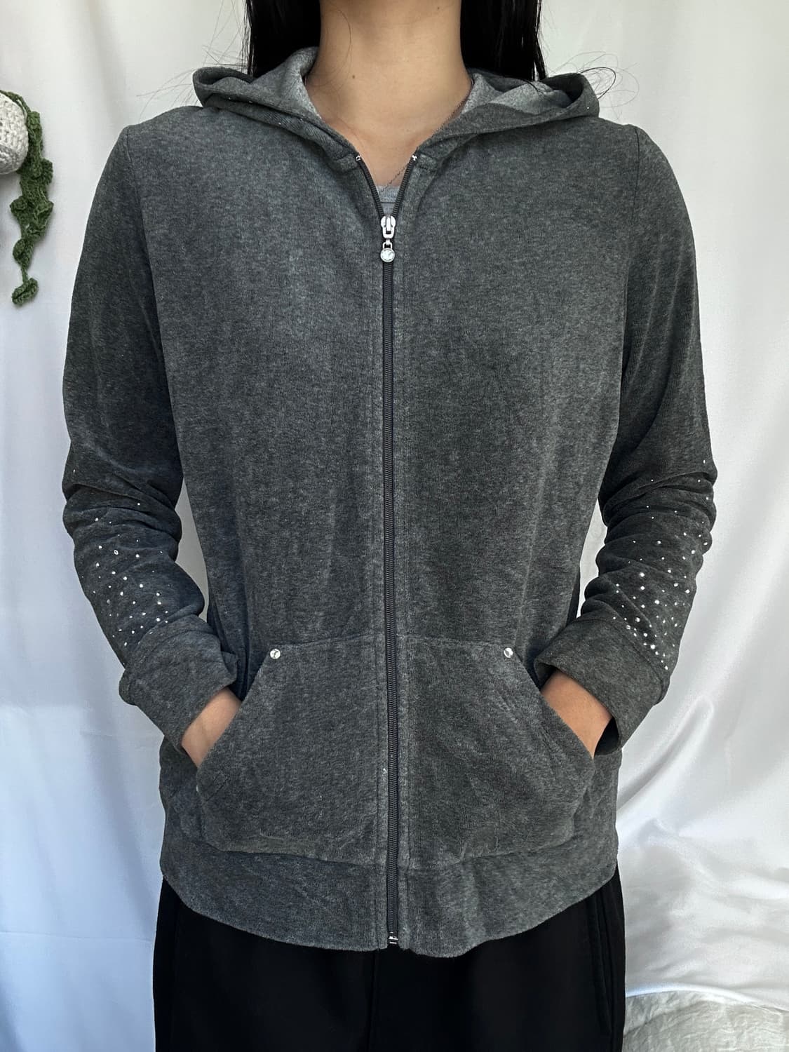 빈티지 큐빅 후리스 후드집업 상품이미지2