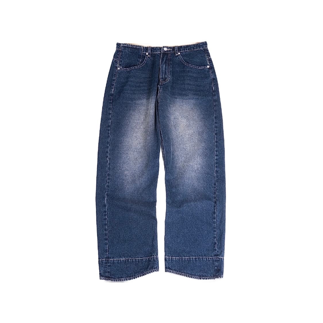 (1회착 택포가격) 머드솔트 워싱 커브드 와이드 데님 팬츠 딥블루 3 상품이미지1