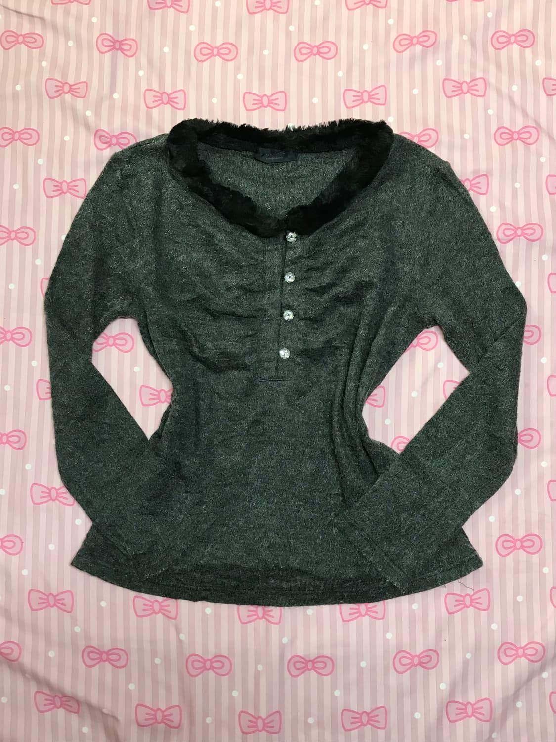 그레이 퍼 코트 갸루 상품이미지6