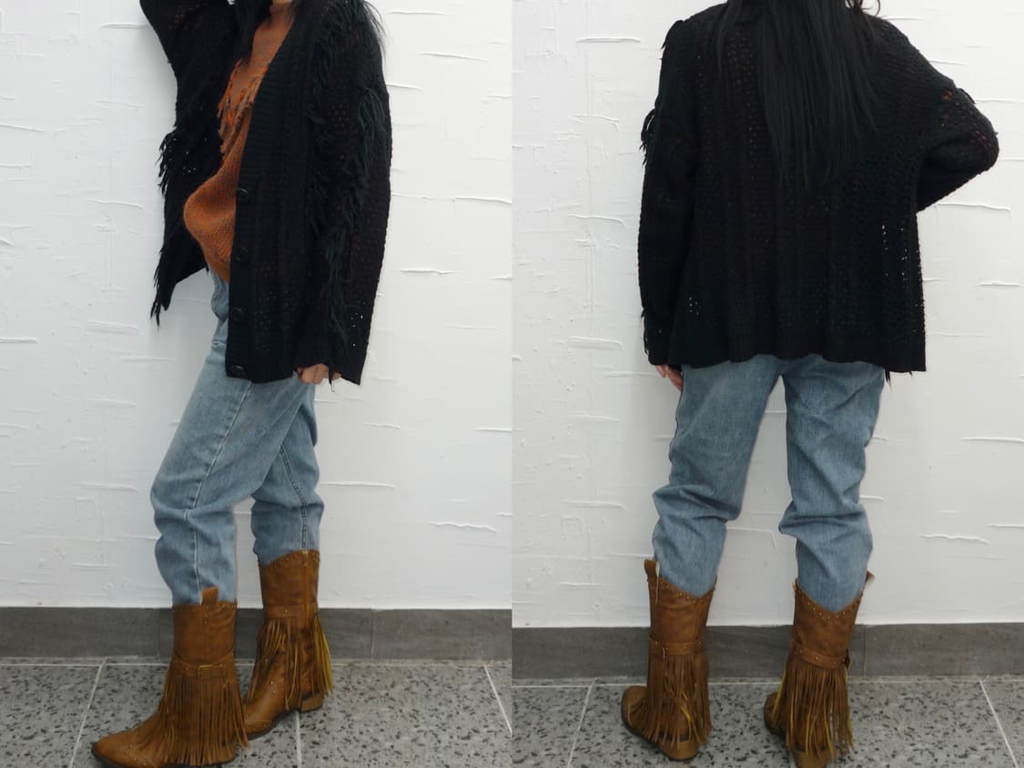 fringe hippie black cardigan 상품이미지3