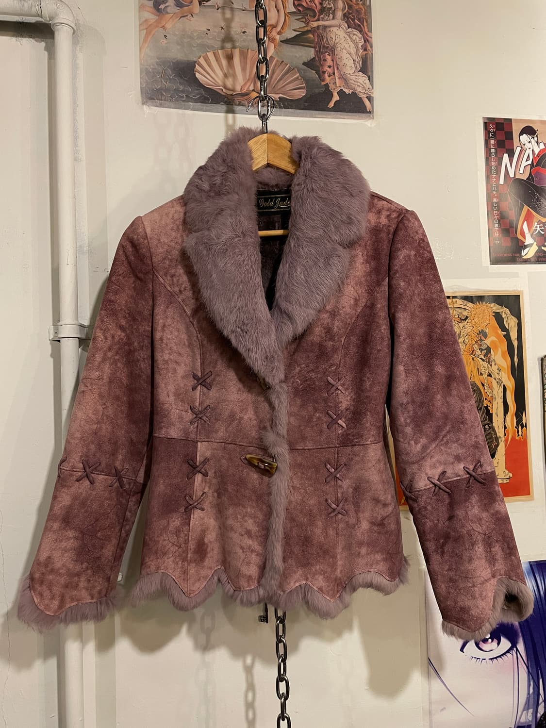 퍼플 퍼 핑크 무스탕 자켓 갸루 y2k 오리엔탈 상품이미지4