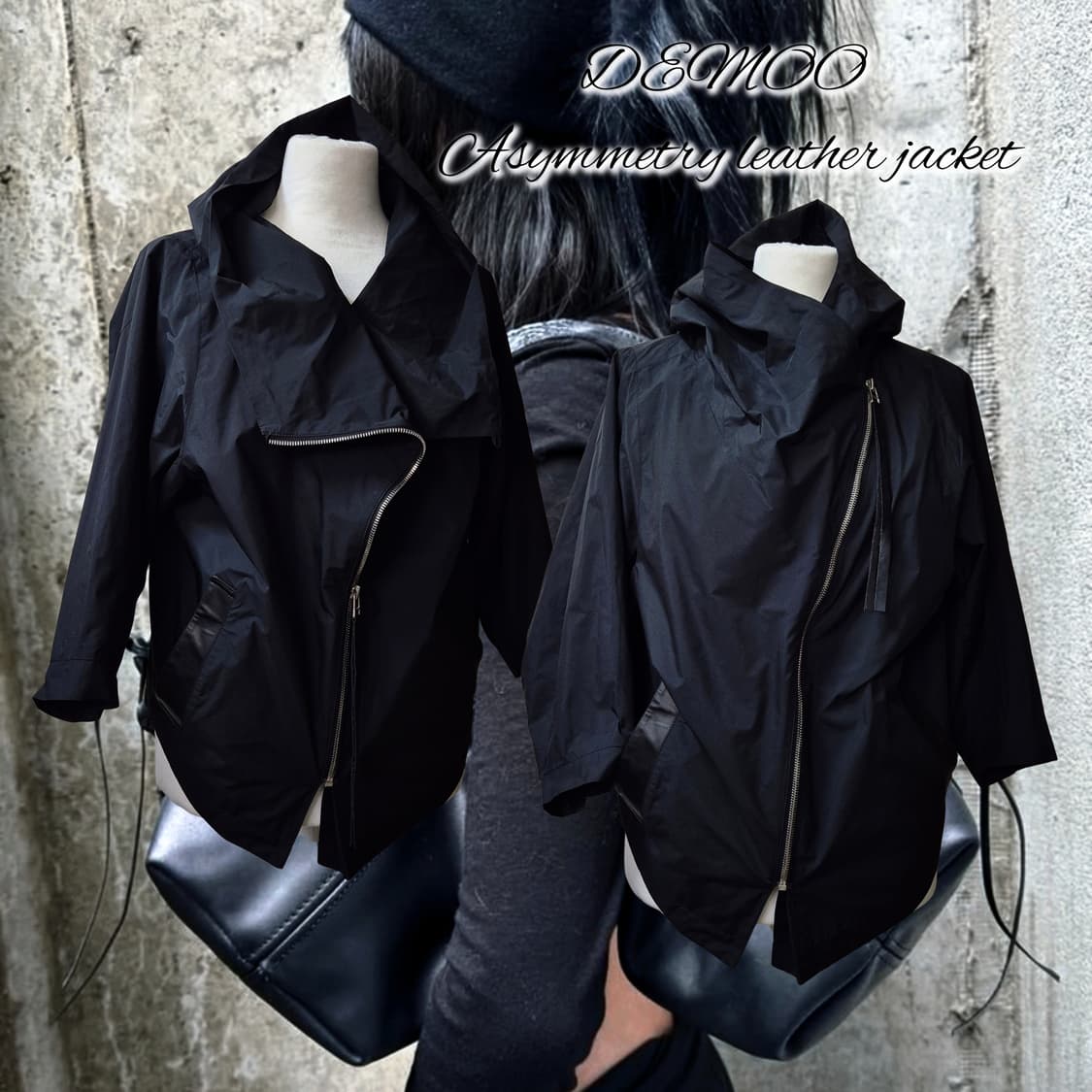 DEMOO Asymmetry leather jacket 상품이미지1