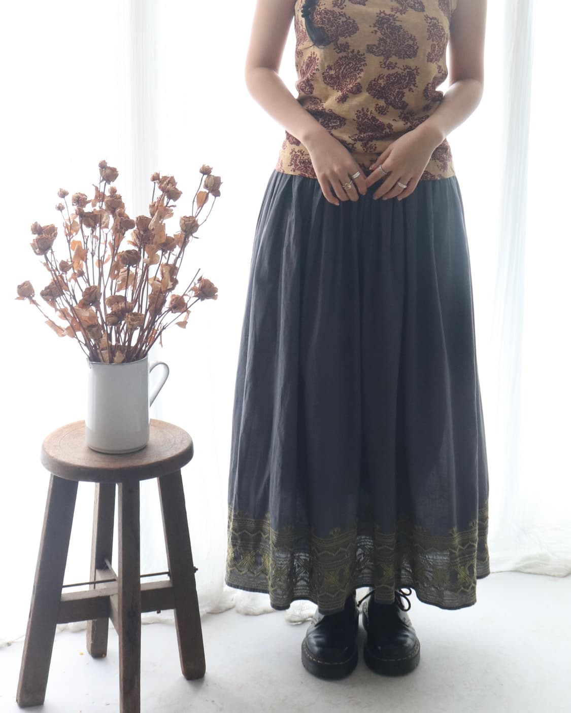 [Beams Heart] Ethnic Embroidery Skirt 상품이미지3