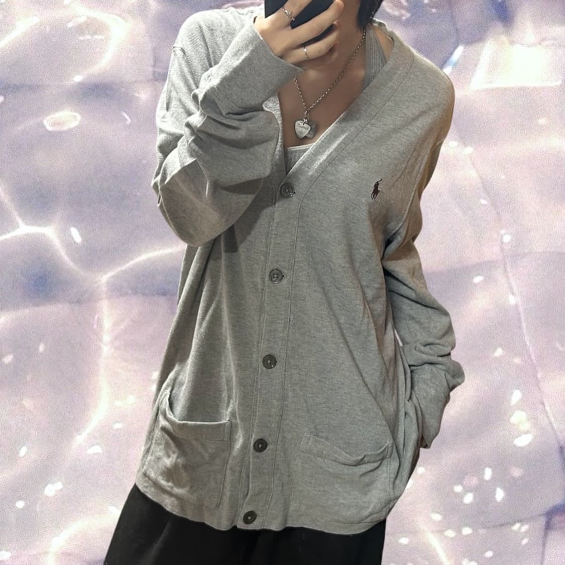 폴로 랄프로렌 오버핏 포켓 니트 가디건 그레이 XL 상품이미지2