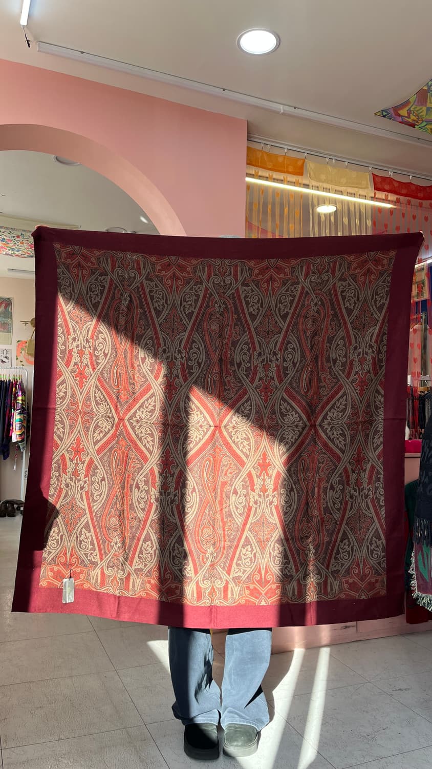 빈티지 에스닉 페이즐리 버건디 패브릭 상품이미지4