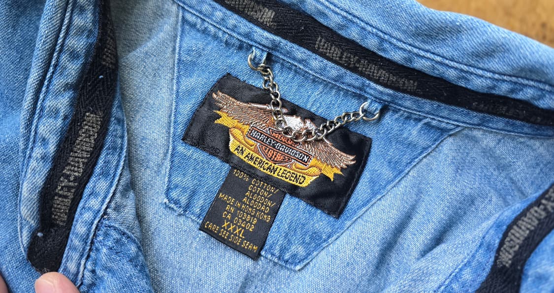 빈티지 할리 데이비슨 자수 데님 셔츠 XXL 상품이미지4