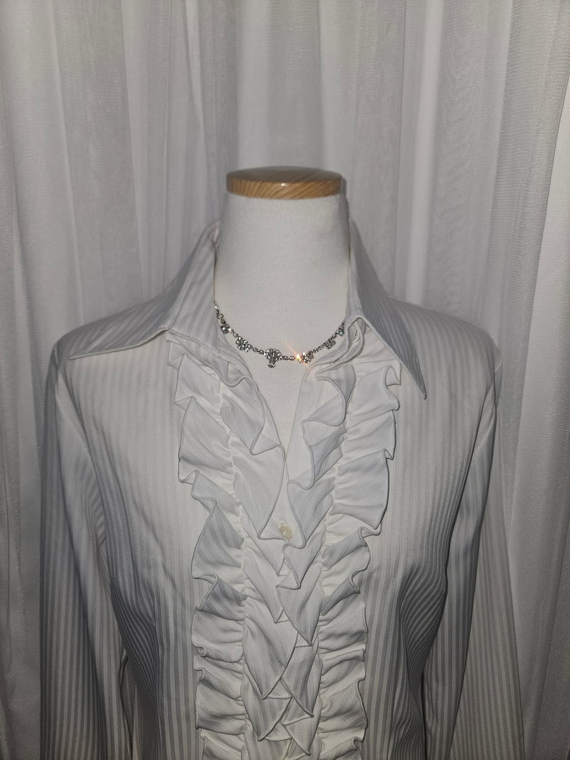 cosa de ver 로걀 히메 화이트 스트라이프 레이스 셔츠 상품이미지2