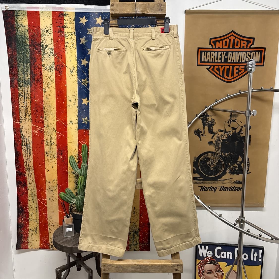 90s 쇼트 클래식 오피서 치노팬츠 플랫프론트 베이지 N769 상품이미지2