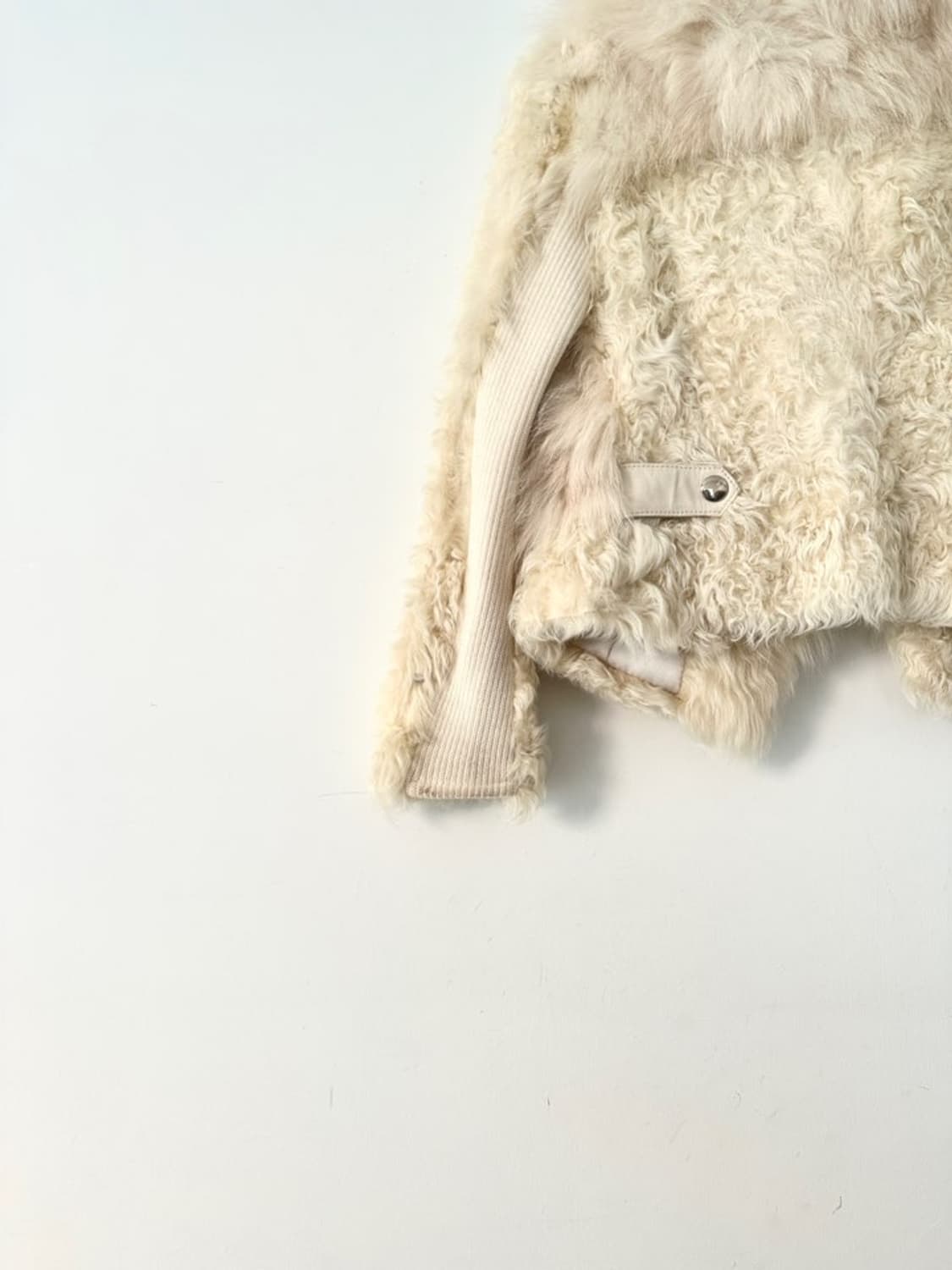 Curly fur strap jacket / ivory 상품이미지3