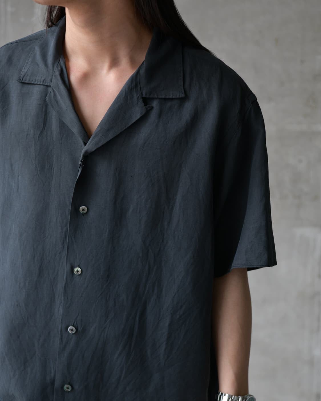 아프레쎄 26ss 빈티지 리넨 실크 오픈 카라 셔츠 새상품 상품이미지5